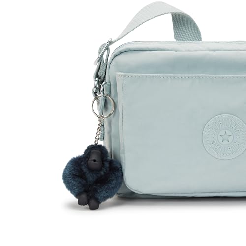 Kipling Women’s Abanu Medium Crossbody Bag, Lightweight, Adjustable Nylon Waist Pack with Multi-Compartment Zip Pockets - color: Breezy Blue, size: 3.5''L x 6.75''H x 9.5''D