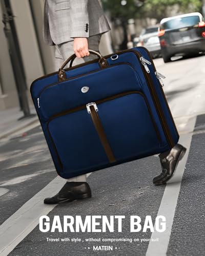 MATEIN Suit Bag Travel, Large Travel Garment Bag Up to 7 Suits with Strap - color: Dark Blue