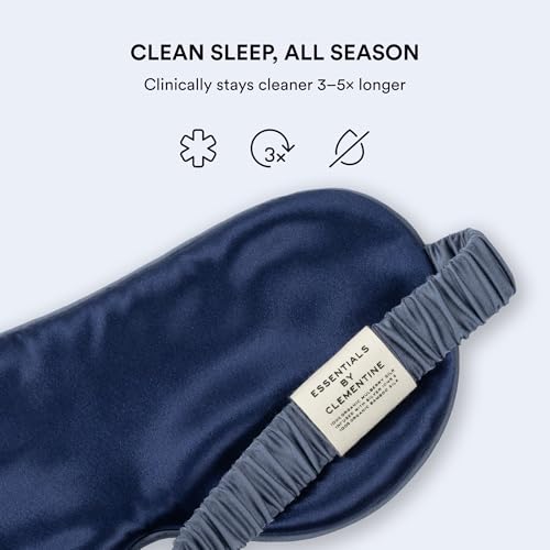 Mulberry Silk Sleep Mask by Clementine, Blue Silver Ion Blackout Eye Mask - color: Blue Lagoon