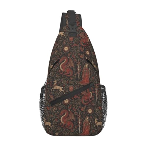 Sling Backpack Unisex Crossbody Chest Bag Shoulder Chest Bag For Women Men Hiking Travel - color: Gothic Medieval