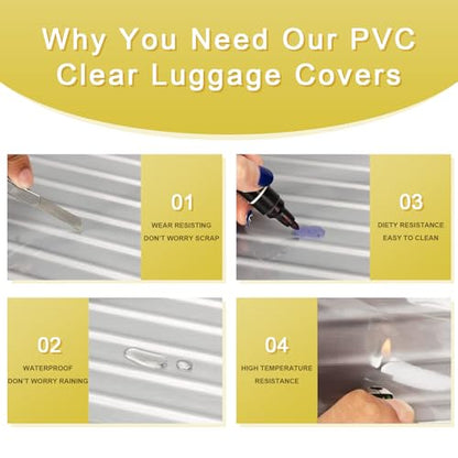 Luggage Cover 30 Inch Clear Suitcase Cover 0.4mm Thick PVC Transparent - size: 30 inch suitcase cover