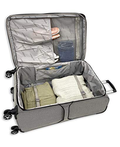 London Fog Newcastle 28 Expandable Spinner - color: Black White Herringbone, size: Checked-Large 28-Inch