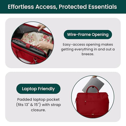 Nobl Travel Weekender Bag for Women & Men, Large Carry-On Duffel Cherry Red - color: Cherry Red