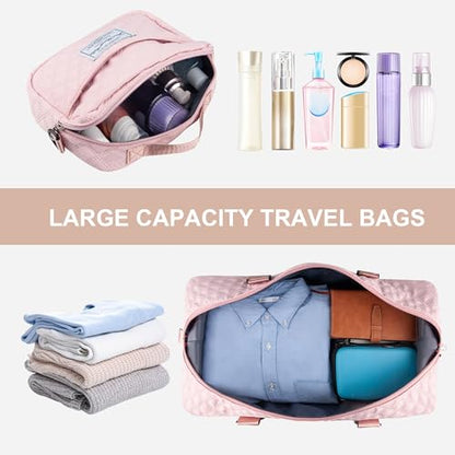 Travel Duffel Bag Weekender Overnight Bag for Women Carry On Gym Bag Travel Essentials - color: 01 Pink