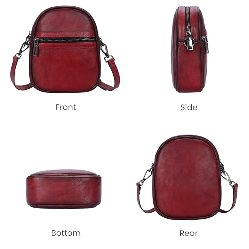HESHE Small Leather Crossbody Bag for Women Cell Phone Bags Shoulder Purses - color: Wine