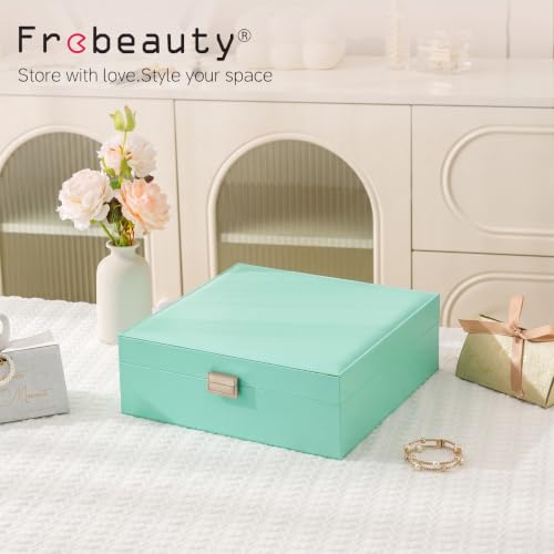 Frebeauty 50 Grid Earring Holder Organizer,2 Layer Jewelry Box for Women - color: Turquoise