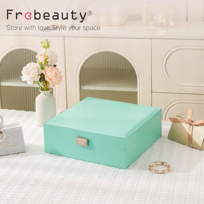Frebeauty 50 Grid Earring Holder Organizer,2 Layer Jewelry Box for Women - color: Turquoise