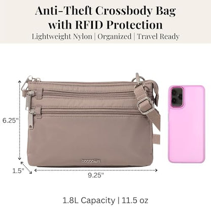 Securtex Anti-Theft Stash Crossbody - 9.25"x 6.25" Travel Safe Bag w/Locking Zippers - color: Moonrock
