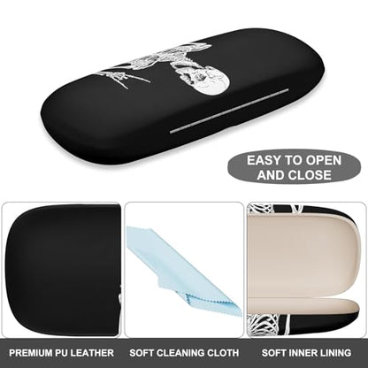 Eyeglasses Case, Portable Hard Shell Protective Case for Glasses, Eyeglass Holder Box for Women with Cleaning Cloth - color: Skeleton