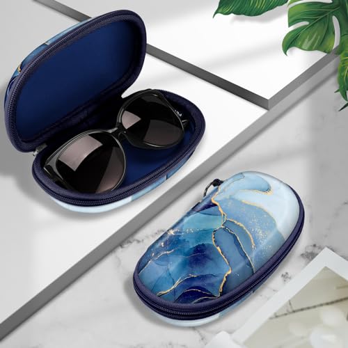 FINTIE Sunglasses Case with Carabiner, Hard Shell Shockproof Sport Glasses - color: Ocean Marble