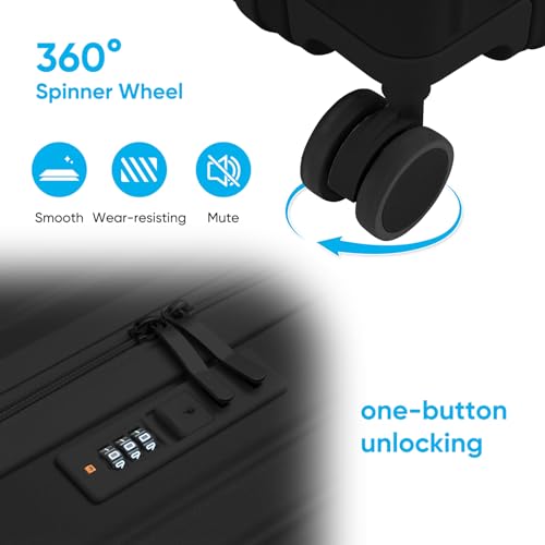 TABU 20" Front-Opening Luggage with Seat for Kids & Adults, Black - color: Black