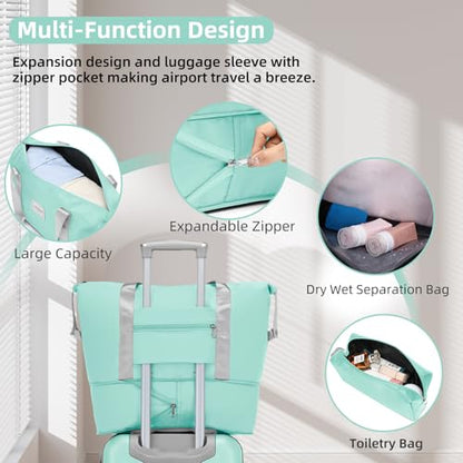 LARVENDER Luggage Sets 6 Piece, Expandable Suitcases Set with Wheels, Mint - color: Mint Green, size: 6 piece set