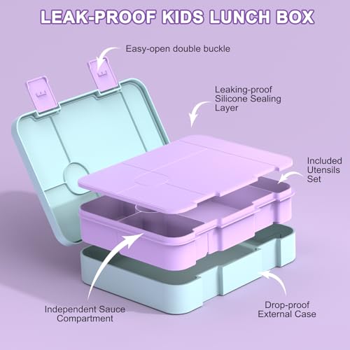 Scothen 4Pcs Backpacks for Girls with 44oz Lunch Box & Lunch Bag - color: Purple Blue