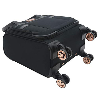 kensie Hudson Softside 3-Piece Spinner Luggage Set, Black with Rose Gold - color: Black with Rose Gold