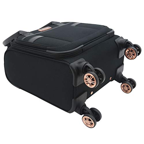 kensie Hudson Softside 3-Piece Spinner Luggage Set, Black with Rose Gold - color: Black with Rose Gold
