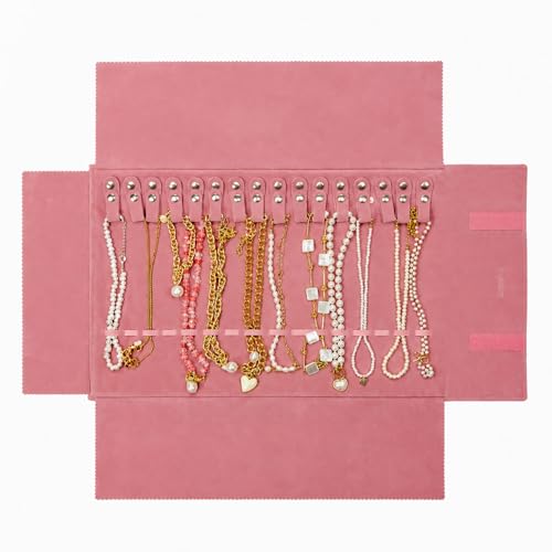 UnionPlus Travel Necklaces Roll Organizer Anti-Tangle Blush Pink - color: Blush Pink, size: Medium