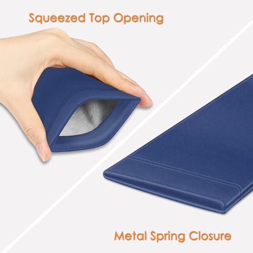 FINTIE Soft Eyeglasses Case with Cleaning Cloth, Squeeze Top Glasses Pouch - color: Navy Blue