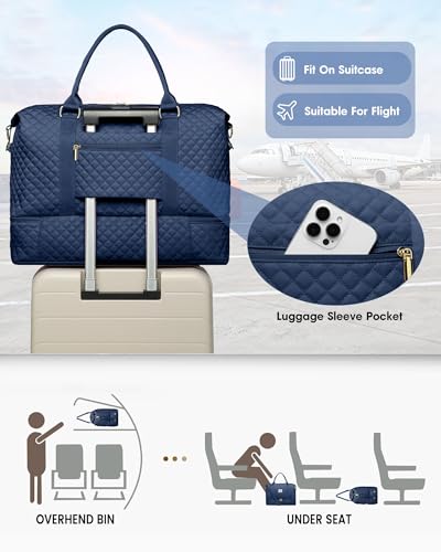 Travel Weekender Duffle Bag for Women: Overnight Bags with Shoe Compartment - color: 3-Blue, size: Large