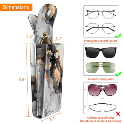 FINTIE Double Glasses Case with Carabiner Hook, Vegan Leather Eyeglass Case - color: Cloudy Marble