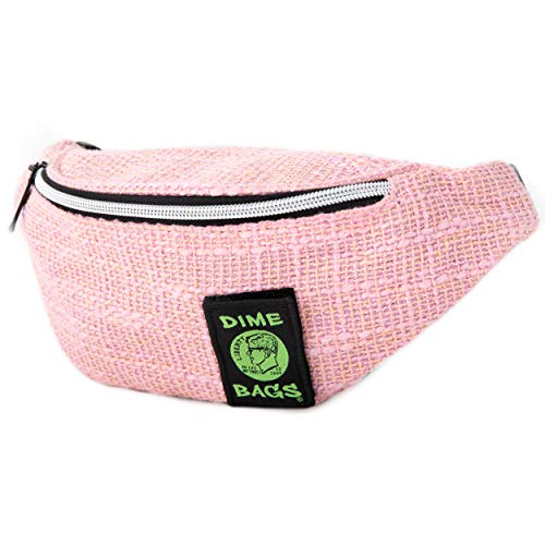 Dime Bags Fanny Pack, Durable Hempster Exterior, Compact Lightweight Waist Bag with Adjustable Strap for Everyday Use & Travel, Hidden Pocket & Interchangeable Patch (Pink) - color: Pink