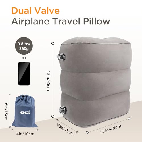 HOMCA Inflatable Travel Foot Rest Pillow for Airplane (2-Pack) - color: Grey