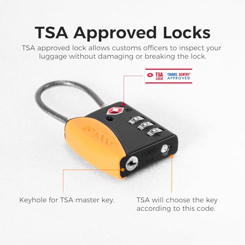 pack all TSA Approved Travel Luggage Locks, Resettable 3-Digit Code - color: Orange, size: 4 Pack