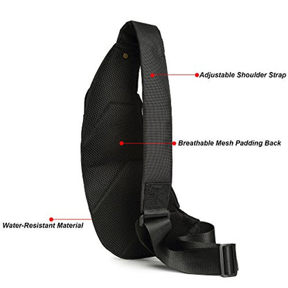 NICGID Sling Bag Chest Shoulder Backpack Crossbody Daypack for Men Women - color: Black-2854