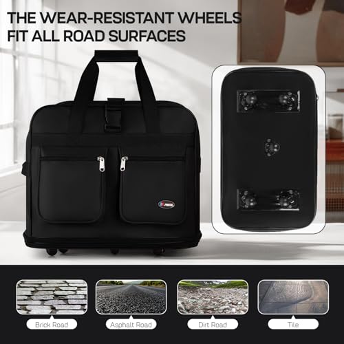 36'' Expandable Rolling Duffel Bag Suitcases w/Wheels,Foldable Luggage Bag - color: Black, size: 36"