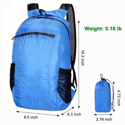 18L Mini Foldable Daypack, Waterproof and Lightweight Backpack - color: Blue