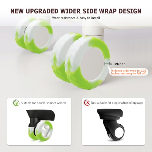 Luggage Wheel Covers Anti Dust & Scratch, For 2-2.4" wheels, Gradient Green - color: Gradient Green