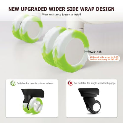 Luggage Wheel Covers Anti Dust & Scratch, For 2-2.4" wheels, Gradient Green - color: Gradient Green