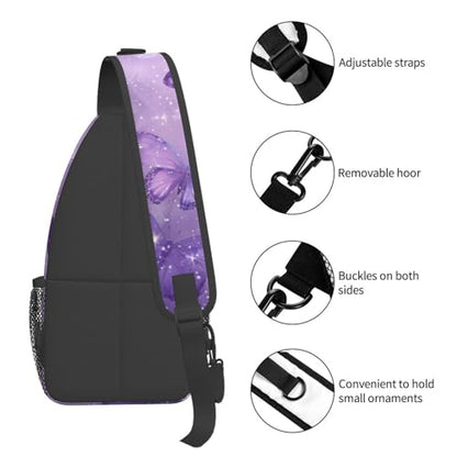 SUPLUCHOM Sling Bag Butterfly Purple Pastel Hiking Daypack Crossbody Shoulder Backpack Travel Chest Pack for Men Women - color: B014