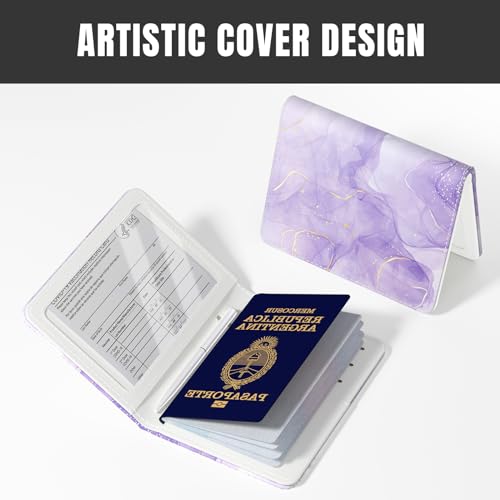 Rimilak Passport Holder,RFID Blocking Passport Cover, Purple Marble - color: Purple Marble