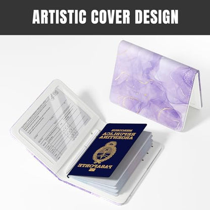 Rimilak Passport Holder,RFID Blocking Passport Cover, Purple Marble - color: Purple Marble