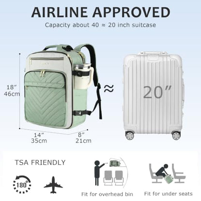 VANKEAN 40L Water- Resistant Laptop Backpack for Women College - color: Beige/Light Green, size: 40L