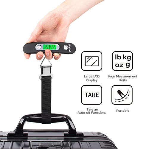 pack all Digital Luggage Scale for Travel, 110Lbs Capacity, 0.1Lb Precision - color: Black
