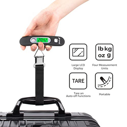 pack all Digital Luggage Scale for Travel, 110Lbs Capacity, 0.1Lb Precision - color: Black