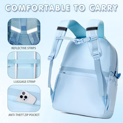 GeeWin Backpacks for Girls, Girls Backpack with Lunch Box & Pencil Case Set - color: Blue