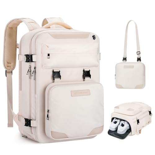 Maelstrom Travel Backpack for Men Women, 17.3" Laptop with Shoe Compartment - color: Beige, size: 17.3 inch upgraded with shoe compartment