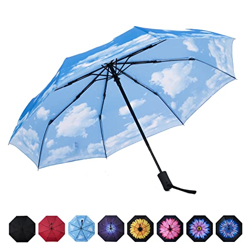 SY COMPACT Travel Umbrella - Windproof Automatic Compact Umbrellas for Rain - color: Blue