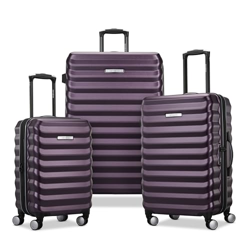 Samsonite Hard-Sided 20, 24 & 28 Inch 3-Piece Lightweight Checked Large Expandable Element Suitcase Set: Durable, 360° Spinner Wheels, Adjustable Telescopic Handle, TSA-Approved Lock - Dusk Purple - color: Dusk Purple, size: 3-Piece Set (20"/24"/28")