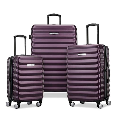 Samsonite Hard-Sided 20, 24 & 28 Inch 3-Piece Lightweight Checked Large Expandable Element Suitcase Set: Durable, 360° Spinner Wheels, Adjustable Telescopic Handle, TSA-Approved Lock - Dusk Purple - color: Dusk Purple, size: 3-Piece Set (20"/24"/28")