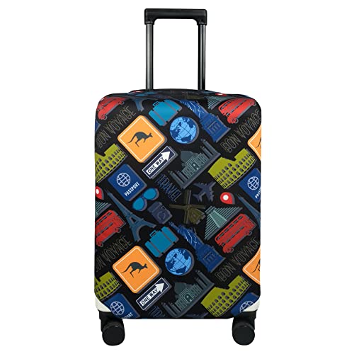 Explore Land Travel Luggage Cover Fits 18-22 inch Case (Bon Voyage, S) - color: Bon Voyage, size: S