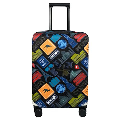 Explore Land Travel Luggage Cover Fits 18-22 inch Case (Bon Voyage, S) - color: Bon Voyage, size: S