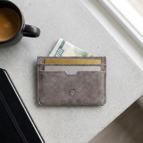 Vaultskin MOORGATE Slim Top-Grain Leather Credit Card Holder, RFID Wallet - color: Hurricane Brown