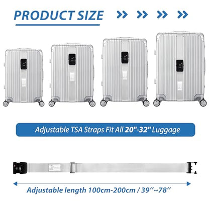 TSA Approved Luggage Straps with Combination Lock, Straight Silver - color: Straight Silver