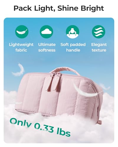 BAGSMART Puffy 메이크업 가방, 13-라벤더 퍼플, 오픈 플랫 메이크업 가방 - color: 13-라벤더 퍼플, size: 중형