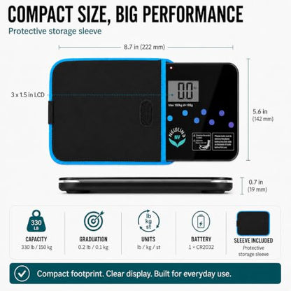 600 Super Mini Travel Bathroom Scale with Sleeve, Trendy Wave - color: Trendy Wave