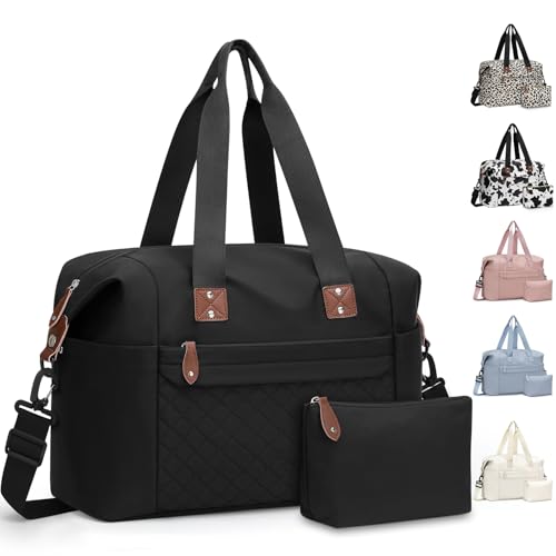 Pritent Travel Duffle Bag, Weekender Overnight Personal Item Carry On Bag - color: Black, size: Large