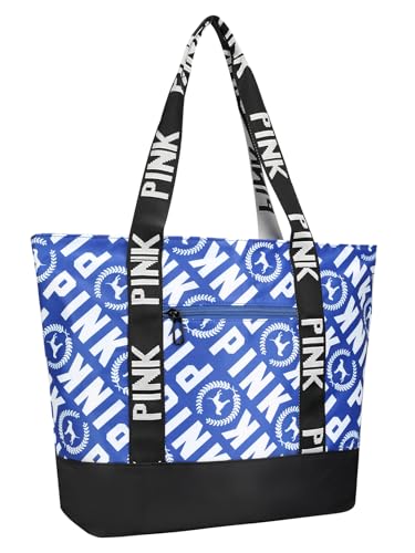 Waterproof Travel Tote Bag for Women, Beach Overnight Bag - color: Blue-graffiti